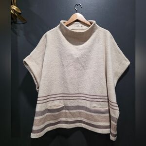 Faherty Park City Poncho Size M/L Oversized Taupe Brown